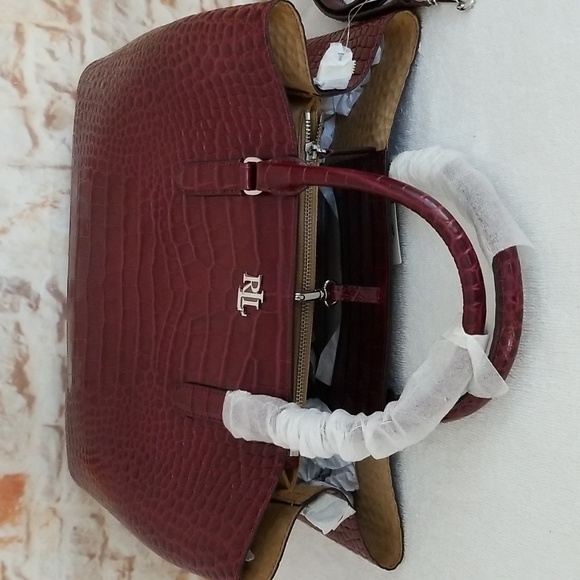 New Ralph Lauren Marcy Embossed Leather Satchel - Picture 9 of 11